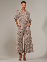 Marrón - Jolie Moi Wide Leg Half Sleeve Jumpsuit - Imagen 3 de 6