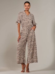 Marrón - Jolie Moi Wide Leg Half Sleeve Jumpsuit - Imagen 4 de 6