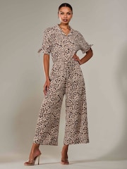 Marrón - Jolie Moi Wide Leg Half Sleeve Jumpsuit - Imagen 6 de 6