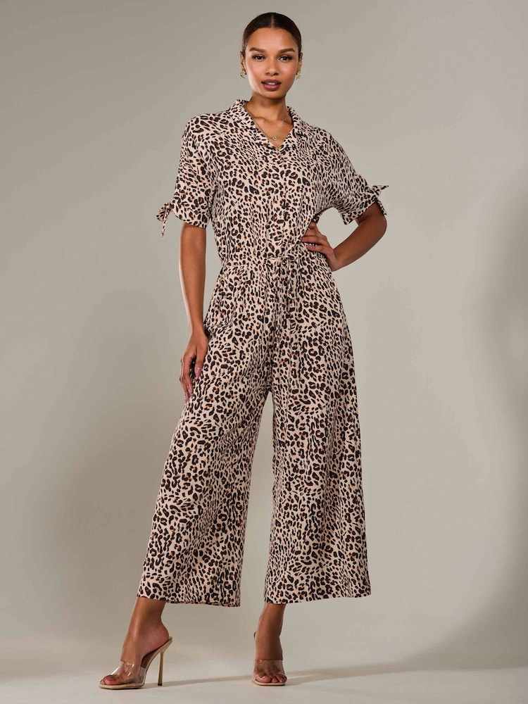 Marrón - Jolie Moi Wide Leg Half Sleeve Jumpsuit - Imagen 6 de 6