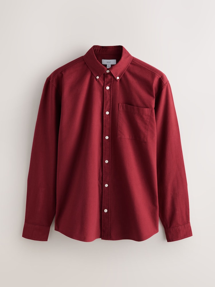 Red Brushed Oxford Long Sleeve Shirt - Image 1 of 3 Red Brushed Oxford Long Sleeve Shirt - Image 1 of 3
