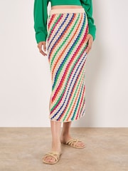Apricot Multi Diagonal Hand Crochet Midi Skirt - Image 2 of 5