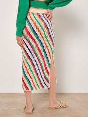 Apricot Multi Diagonal Hand Crochet Midi Skirt - Image 5 of 5