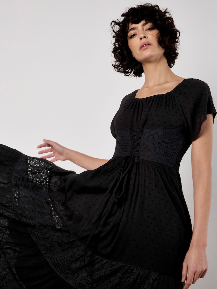 Buy Apricot Black Lace Corset Detail Midi Dress from the Next UK online shop Buy Apricot Black Lace Corset Detail Midi Dress from the Next UK online shop