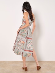 Apricot Grey Tropical Scarf Scallop Dress - Image 4 of 5