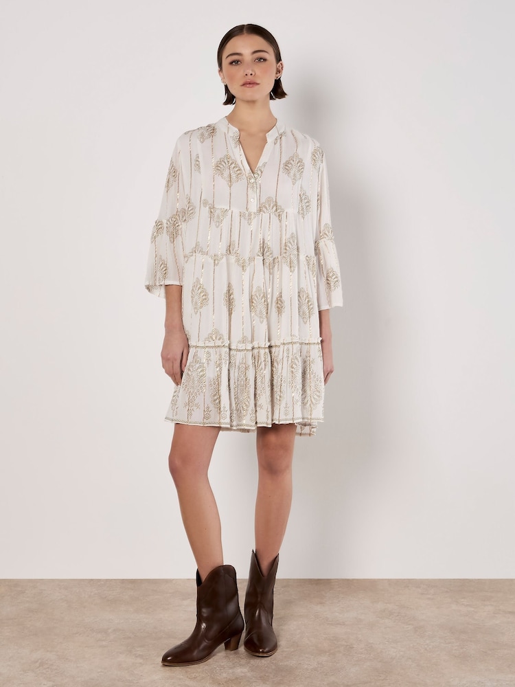 Apricot Cream Paisley Glam Button Tunic Top - Image 2 of 4