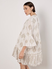 Apricot Cream Paisley Glam Button Tunic Top - Image 4 of 4