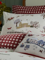 Furn Cream Burgundy Cotswolds Christmas Duvet Set - Image 2 of 3