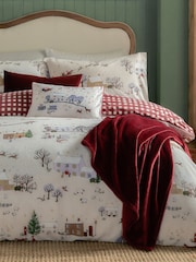 Furn Cream Burgundy Cotswolds Christmas Duvet Set - Image 3 of 3