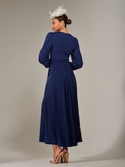 Jolie Moi Blue Long Sleeve Supersoft Jersey Maxi Dress - Image 2 of 6