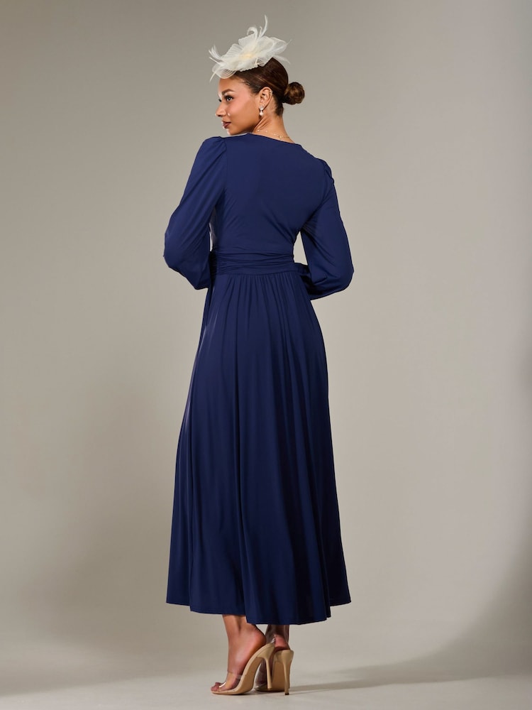 Jolie Moi Blue Long Sleeve Supersoft Jersey Maxi Dress - Image 2 of 6