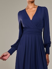 Jolie Moi Blue Long Sleeve Supersoft Jersey Maxi Dress - Image 3 of 6