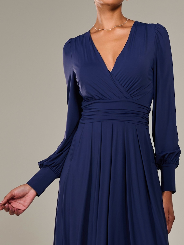 Jolie Moi Blue Long Sleeve Supersoft Jersey Maxi Dress - Image 3 of 6