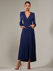 Jolie Moi Blue Long Sleeve Supersoft Jersey Maxi Dress - Image 6 of 6