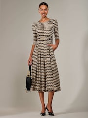 Jolie Moi Cream Jersey Half Sleeve Pleated Midaxi Dress - Image 1 of 6