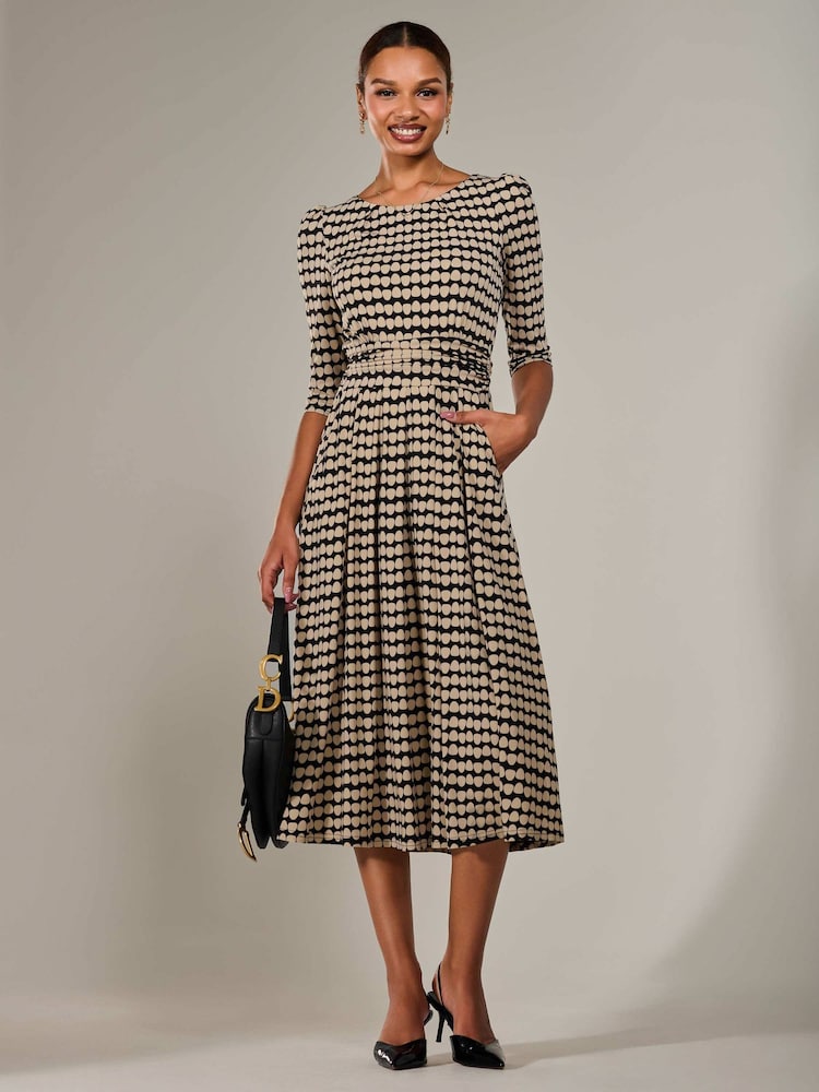 Jolie Moi Cream Jersey Half Sleeve Pleated Midaxi Dress - Image 1 of 6