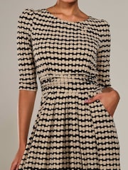 Jolie Moi Cream Jersey Half Sleeve Pleated Midaxi Dress - Image 3 of 6