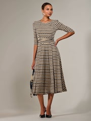 Jolie Moi Cream Jersey Half Sleeve Pleated Midaxi Dress - Image 6 of 6
