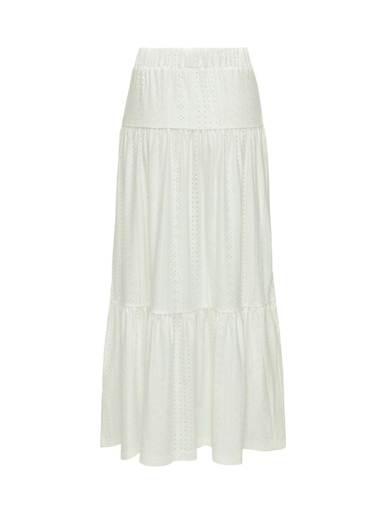 JDY White Broderie Tiered Maxi Skirt - Image 7 of 7
