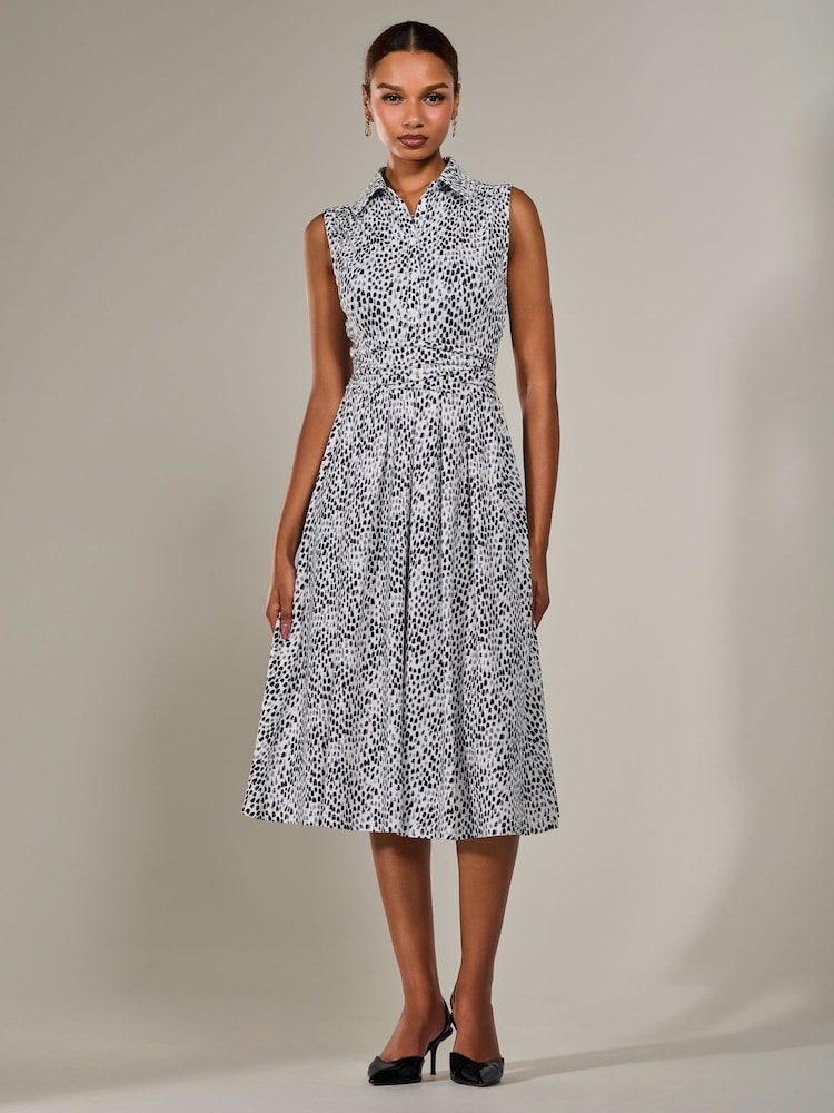 Jolie Moi Black Button Sleeveless Midi Dress - Image 1 of 5