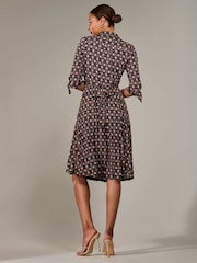 Jolie Moi Blue ¾ Sleeve Button Up Midi Dress - Image 2 of 6