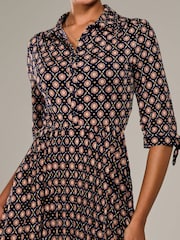 Jolie Moi Blue ¾ Sleeve Button Up Midi Dress - Image 3 of 6