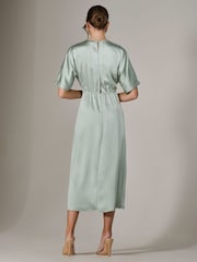 Jolie Moi Green Satin A-Line Midaxi Dress - Image 2 of 6