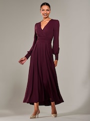 Jolie Moi Purple Long Sleeve Supersoft Jersey Maxi Dress - Image 1 of 6