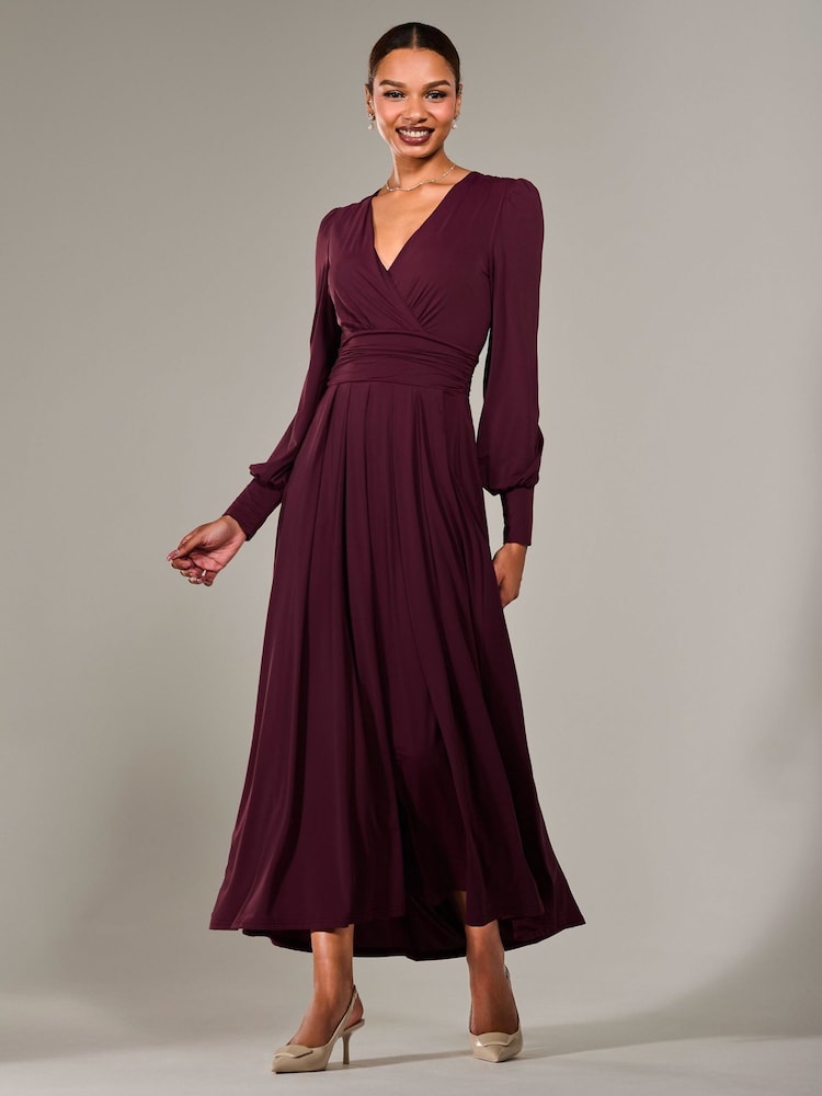 Jolie Moi Purple Long Sleeve Supersoft Jersey Maxi Dress - Image 1 of 6