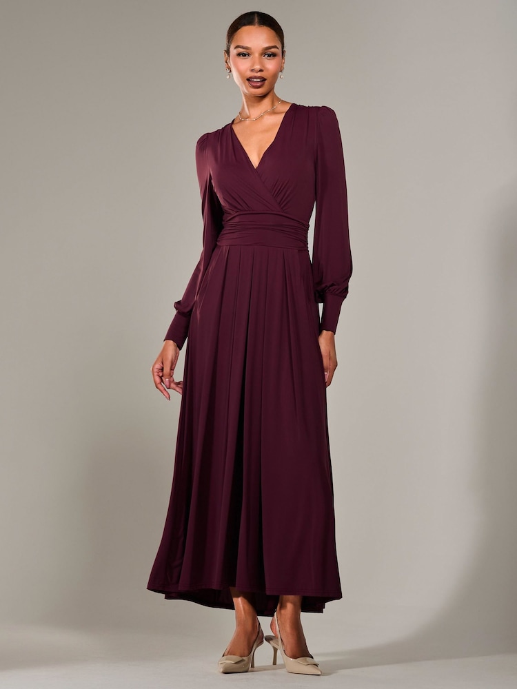 Jolie Moi Purple Long Sleeve Supersoft Jersey Maxi Dress - Image 5 of 6