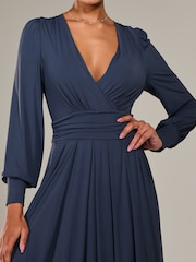 Jolie Moi Aqua Blue Long Sleeve Supersoft Jersey Maxi Dress - Image 3 of 5