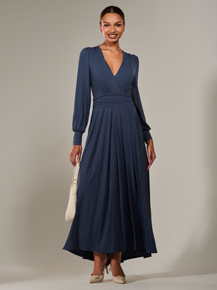 Jolie Moi Aqua Blue Long Sleeve Supersoft Jersey Maxi Dress - Image 5 of 5