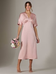 Jolie Moi Pink Satin A-Line Midaxi Dress - Image 1 of 6
