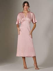 Jolie Moi Pink Satin A-Line Midaxi Dress - Image 5 of 6