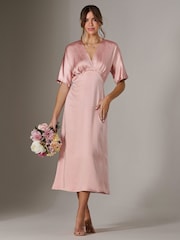 Jolie Moi Pink Satin A-Line Midaxi Dress - Image 6 of 6