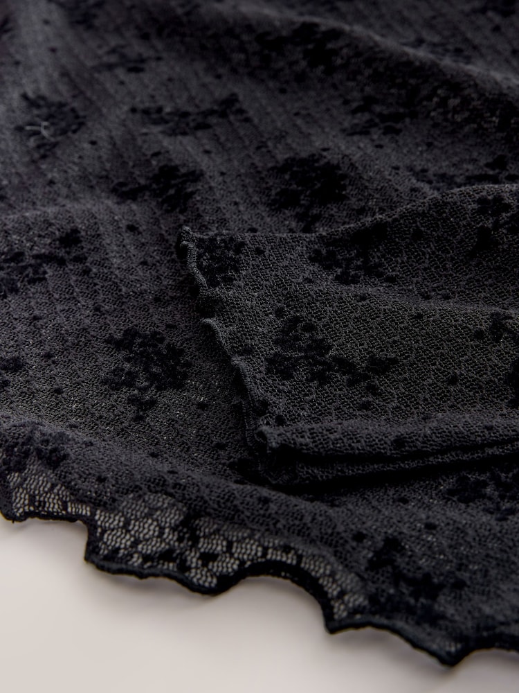 Black Lace High Neck Long Sleeve Top - Image 8 of 8