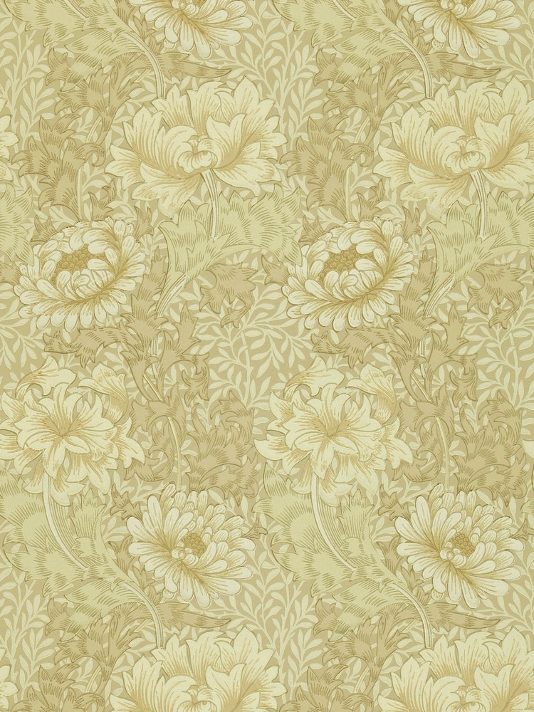 Morris & Co Chrysanthemum Ivory Canvas Morris Friends A4 Wallpaper Sample - Image 1 of 1