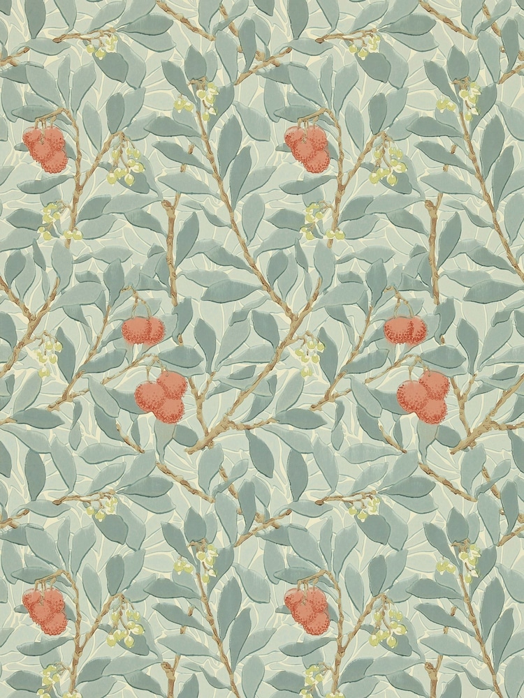 Morris & Co Arbutus Blue Pink Morris Friends A4 Wallpaper Sample - Image 1 of 1