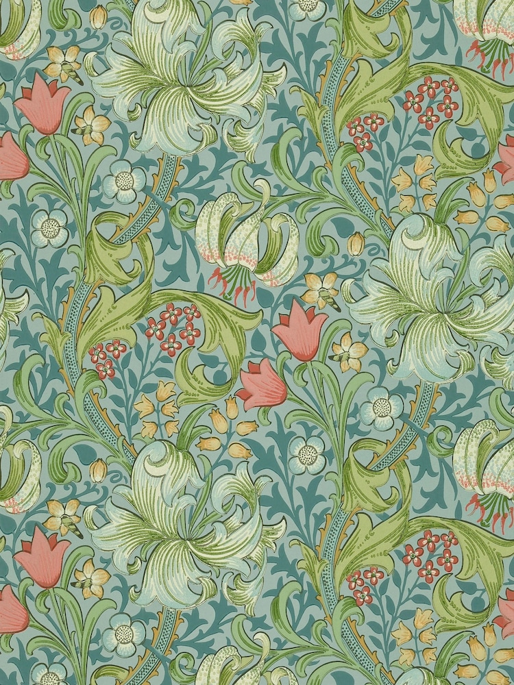 Morris & Co Golden Lily Mineral Morris Friends A4 Wallpaper Sample - Image 1 of 1