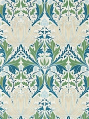 Morris & Co Helena Indigo Forest Morris Friends A4 Wallpaper Sample - Image 1 of 1
