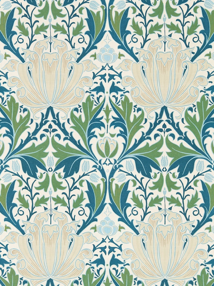 Morris & Co Helena Indigo Forest Morris Friends A4 Wallpaper Sample - Image 1 of 1