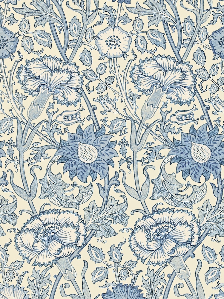 Morris & Co Pink Rose Indigo Friends A4 Sample Wallpaper - Image 1 of 1