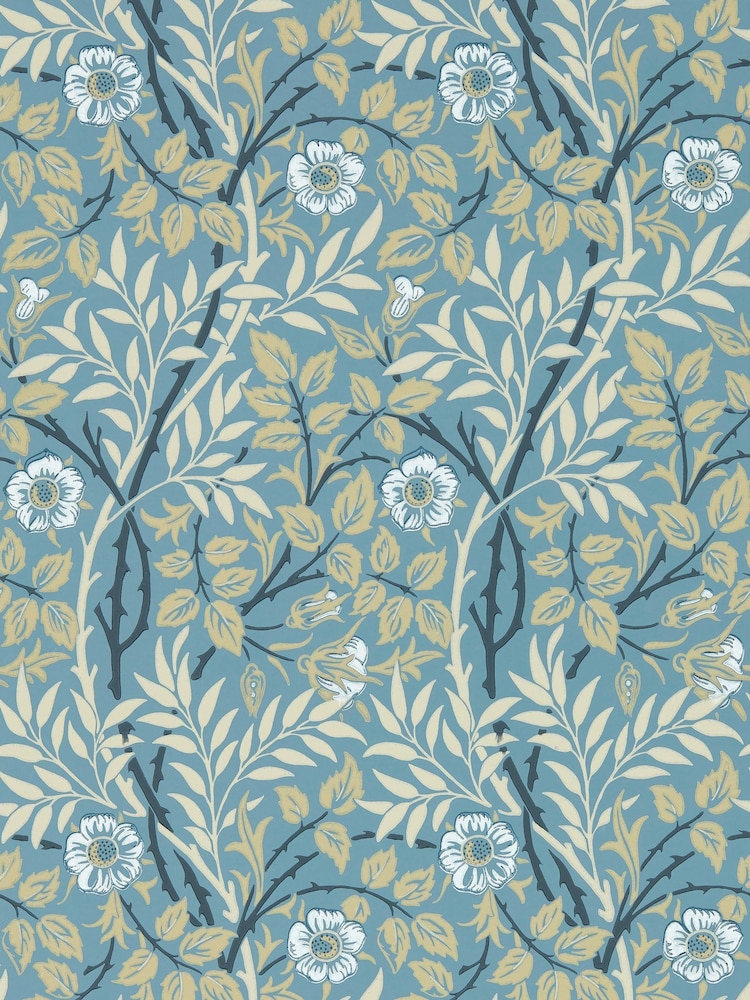 Morris & Co Sweet Briar Mineral Linen Friends A4 Sample Wallpaper - Image 1 of 1