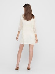 JDY Cream 3/4 Sleeve Crochet Kimono Cardigan - Image 3 of 5