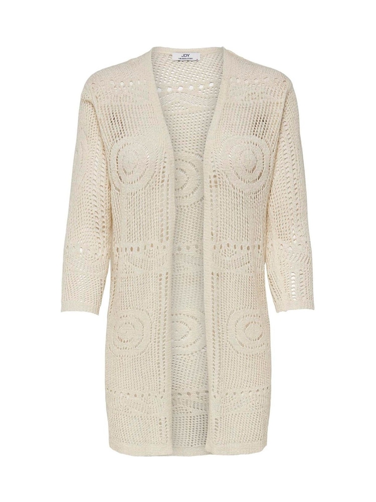 JDY Cream 3/4 Sleeve Crochet Kimono Cardigan - Image 4 of 5