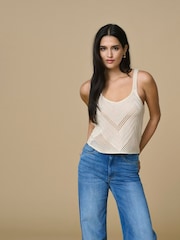 JDY Cream Crochet Cami Vest Top - Image 1 of 2