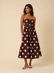 Nobodys Child Brown Felicity Polka Dot Bandeau Midi Dress - Image 3 of 5