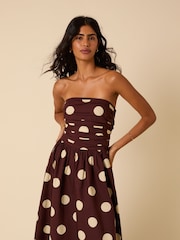 Nobodys Child Brown Felicity Polka Dot Bandeau Midi Dress - Image 4 of 5