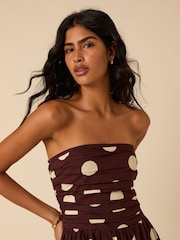 Nobodys Child Brown Felicity Polka Dot Bandeau Midi Dress - Image 5 of 5