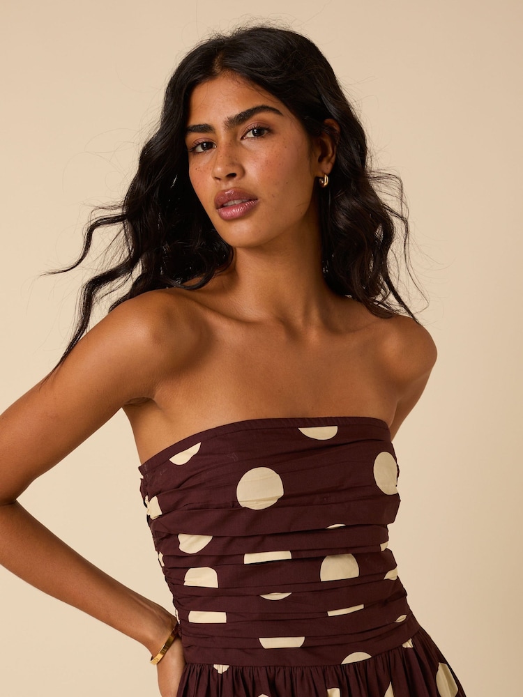 Nobodys Child Brown Felicity Polka Dot Bandeau Midi Dress - Image 5 of 5